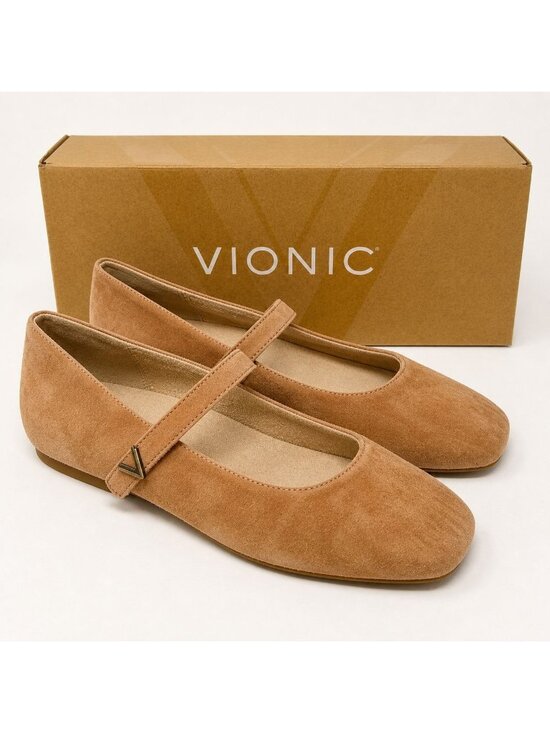 Vionic Shoes - Vionic Alameda Mary Jane Flats Womens 8 Mocha Mousse Suede Orthotic Square Toe